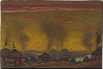 Polovtsian Camp, indretning til "Polovtsian Dances" fra Borodins opera "Prince Igor", 1943 af Nicholas Roerich