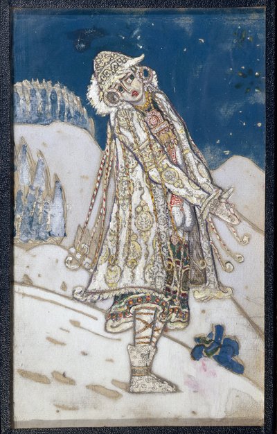 Kostumeprojekt til stykket La demoiselle des neiges af Alexandre Ostrovski (1823-1886). (Kostumedesign til teaterstykket Snow Maiden, af A. Ostrovsky). Værk af Nicholas Roerich (1874-1947), tempera på papir af Nicholas Roerich