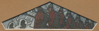 Skitse til den trekantede dekoration længst til højre af majolikafrisen "Northern Life", 1905 af Nicholas Roerich