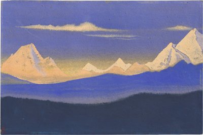 Himalaya af Roerich, Nicholas (1874-1947). Tempera på pap, størrelse: 30,5x45,7 af Nicholas Roerich
