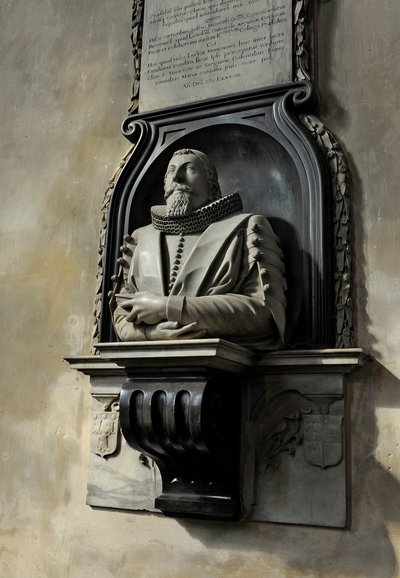 Mindesmærke for Hugo Barker, 1632 (marmor) af Nicholas Stone