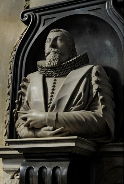 Mindesmærke for Hugo Barker, 1632 (marmor) af Nicholas Stone