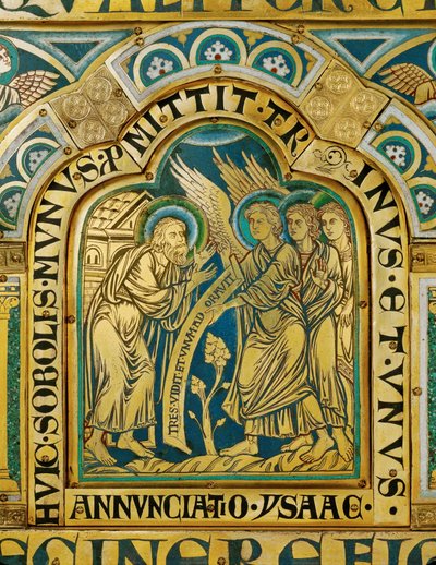 De tre engle besøger Abraham ... af Nicholas of Verdun