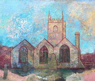 St Uny Church, 2021-23 (olie på plade) af Nick Williams