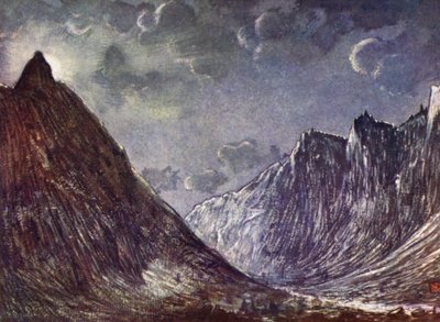 Norge: Romsdals Horn (farve litho) af Nico Jungman