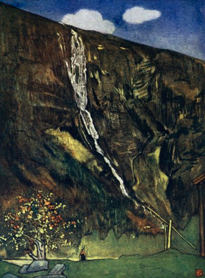 Norge: Romsdals vandfald (farve litho) af Nico Jungman