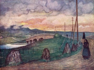 Norge: Vejen til Helvede, nær Trondhjem (farve litho) af Nico Jungman
