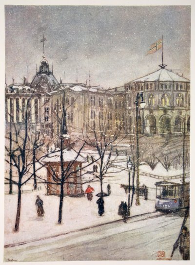 Rigsdagens Huse (Strorthing), Christiania, 1905 af Nico Jungman