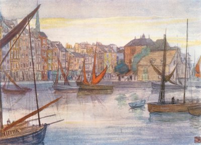 Quai Sainte Catherine, Honfleur (farvelitografi) af Nico Jungmann