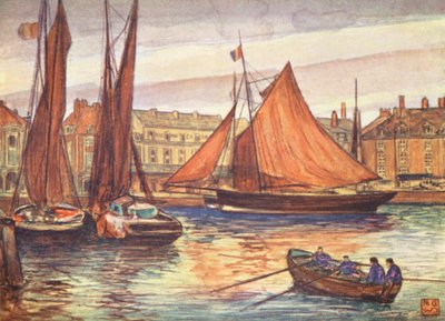The Quay, Dieppe (farvelitografi) af Nico Jungmann