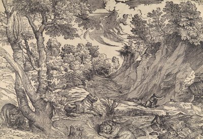 Skt. Hieronymus i vildmarken, midten af 1500-tallet., midten af 1500-tallet. af Nicolò Boldrini.