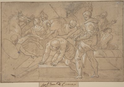 Historisk Scene Composition Study for Chapelle de Guise, 1500-tallet. af Nicolò dell