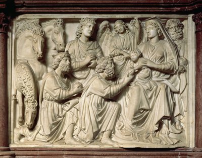 Relief, der viser tilbedelsen af vismændene fra prædikestolen, 1260 af Nicola Pisano