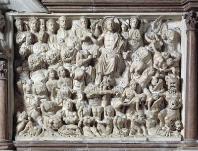 The Last Judgment (Last Judgment) Stol lavet af Nicola Pisano (1215/20-1278/84) (Marmorprædikestol) 1260 Baptistere Saint John of Pisa (Battistero san Giovanni di Pisa), Italien af Nicola Pisano