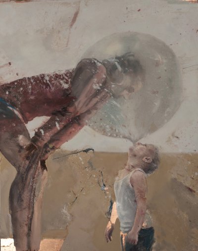 Bubble III (Barn med mor), 2020 (olie på kobber) af Nicola Pucci