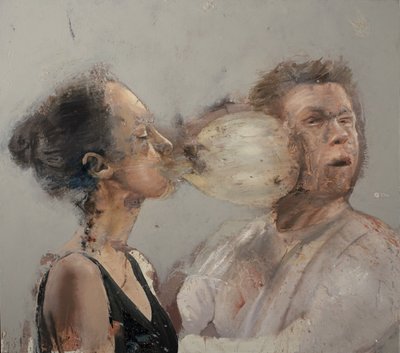 Bubble boxer girl II, 2022 (olie på lærred) af Nicola Pucci