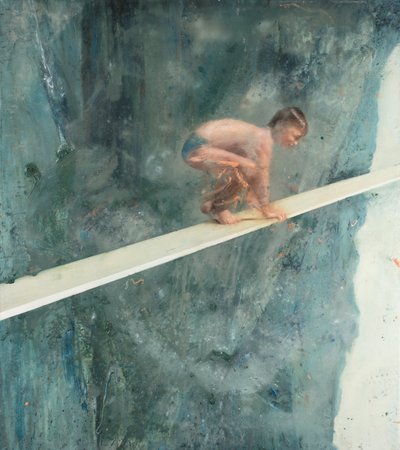 Barn på bræt, 2017 (olie på lærred) af Nicola Pucci