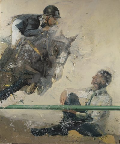 Hurdle Jump, 2018 (olie på lærred) af Nicola Pucci