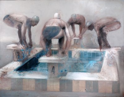 Svømmere, 2012 (olie på lærred) af Nicola Pucci
