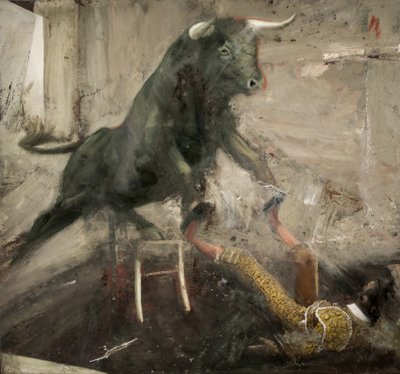 Toro-stol og torero, 2017 (olie på lærred) af Nicola Pucci