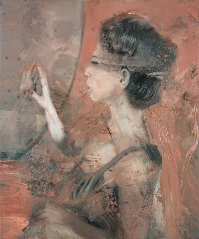 Kvinde i spejlet, 2019 (olie på lærred) af Nicola Pucci
