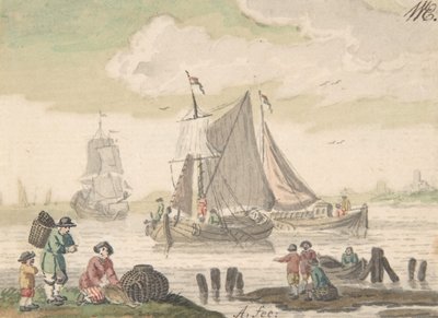Havlandskab med seks figurer i forgrunden, 1733-93. af Nicolaas Aartman