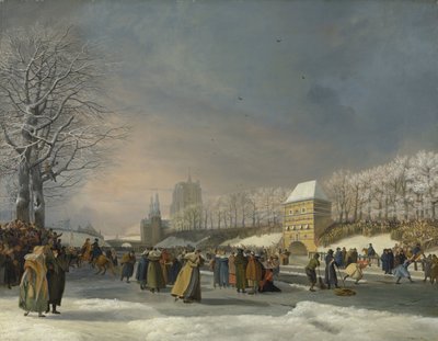 Kvinders skøjtekonkurrence på Stadsgracht i Leeuwarden, 21. januar 1809 Skøjtekonkurrence på Stadsgracht i Leeuwarden den 21. januar 1809 af Nicolaas Baur (signed by artist)