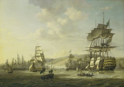Den engelsk-hollandske flåde i Algier-bugten bakker op om Ultimatum for at frigive de kristne slaver, 26. august 1816 Fire episoder under tilstedeværelsen af den engelsk-hollandske flåde i Algierbugten, 26. til 27. august 1816 (serietitel) af Nicolaas Baur