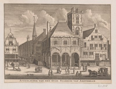 Udsigt over det gamle rådhus i Amsterdam Billede af det gamle rådhus i Amsterdam (titel på objekt) af Nicolaas ten Hoorn