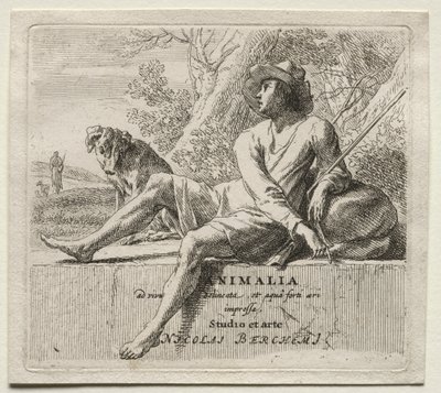 Animalia: Frontispice, Hyrde og Hund af Nicolaes Berchem