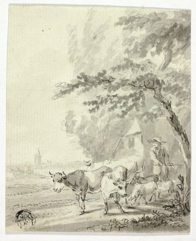 Mand der hyrde køer og får af Nicolaes Berchem
