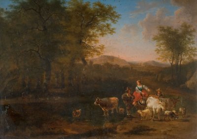 Pastoralt Landskab med Figurer, 1683. af Nicolaes Berchem