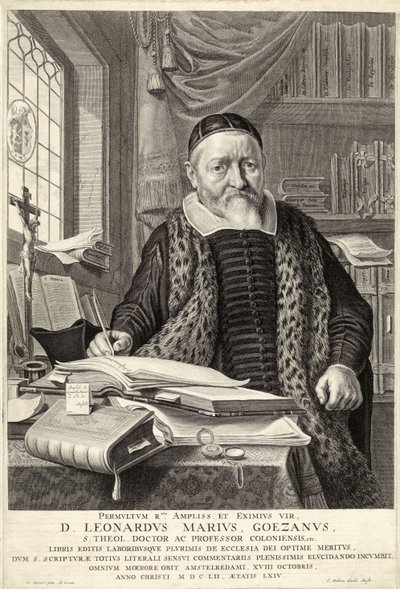 D. Leonardus Marius Goezanus, pub. 1654 (gravering) af Nicolaes Cornelisz (c.1592 1655) Moeyaert