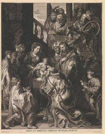 Aanbidding der koningen Magi fra øst bringer gaver til Kristus (titel på objekt) af Nicolaes Lauwers