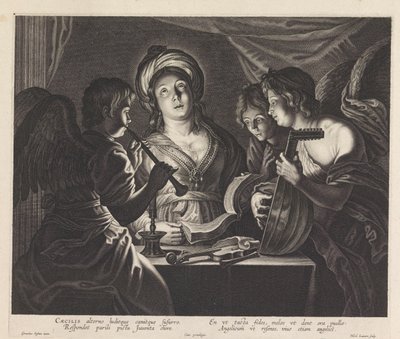 H. Cecilia med tre musikskabende engle af Nicolaes Lauwers