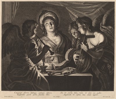 Sankt Cecilia akkompagneret af himmelske musikere af Nicolaes Lauwers after Gerard Seghers