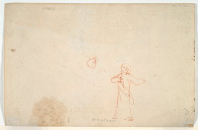 Abraham underholder englene (rekto); Kvinde, der står og studerer et hoved (verso) af Nicolaes Maes