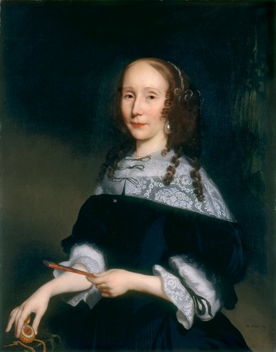 Portræt af en dame af Nicolaes Maes