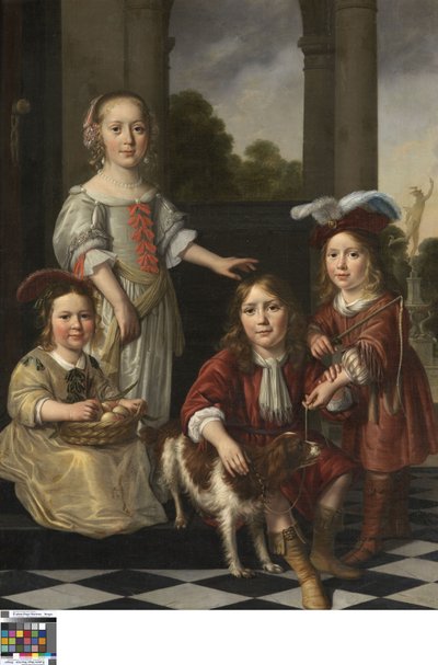 Portræt af fire børn af Nicolaes Maes