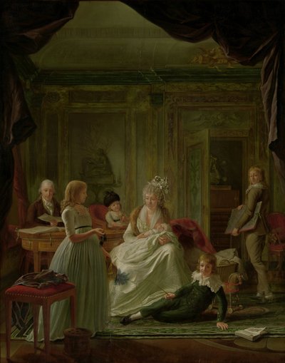 Portræt af Aernout van Beeftingh, hans kone Jacoba Maria Boon og deres børn Aernout van Beeftingh (1759-1831) med sin første kone Jacoba Maria Boon (1760-1800) og deres børn af Nicolaes Muys