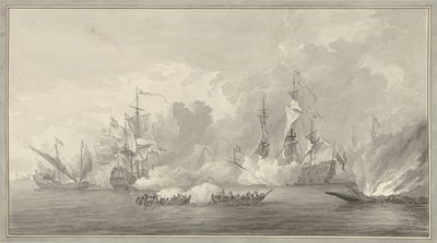 Slaget ved havet, muligvis nær Kijkduin den 21. august 1673 af Nicolaes Muys