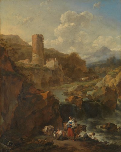 Italiensk Landskab af Nicolaes Pietersz Berchem