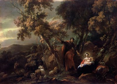 Hvil på flugten til Egypten, 1600-tallet. af Nicolaes Pietersz. Berchem