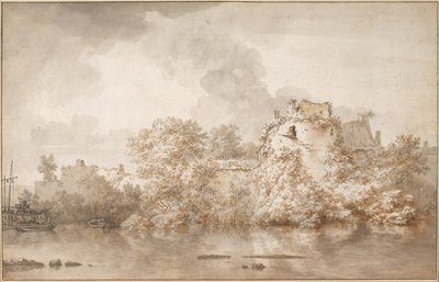 Flodlandskab nær Montfoort af Nicolaes Pietersz. Berchem