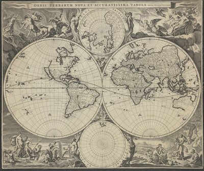 Det nye og mest nøjagtige kort over verden, ca 1690 af Nicolaes Visscher