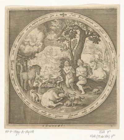 Adam og Eva i paradis Fra skabelse til uddrivelse fra paradis (serietitel) af Nicolaes de Bruyn