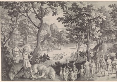 David i Goliat af Nicolaes de Bruyn