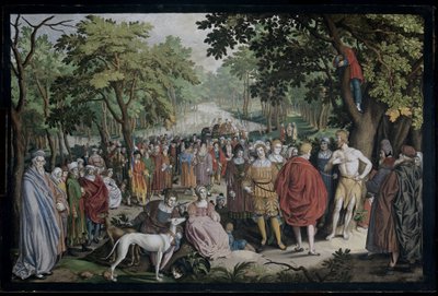 Johannes Døberens forkyndelse ved bredden af ​​Jordanfloden af Nicolaes de Bruyn