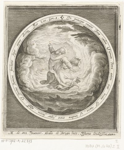 Første skabelsesdag: Gud skaber himmel og jord Fra skabelse til uddrivelse fra paradis (serietitel) af Nicolaes de Bruyn