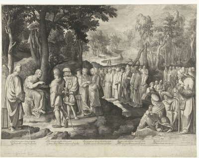 Johannes Døberen prædiker for mængden af Nicolaes de Bruyn